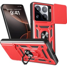 Newface Xiaomi Mi 15 Pro Kılıf Pars Lens Yüzüklü Silikon - Kırmızı Svlrs