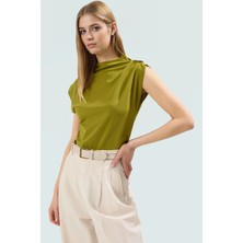 Fitted Dik Yaka Scuba Krep Örme Bluz Günlük Stil Özenle Seçilmiş Uzun Ömürlü Konforlu Kesim