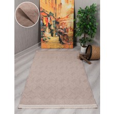 Modern Dekoratif Lara Dokuma Salon Oturma Odası Balkon Mutfak Halısı Koridor Halı Yolluk  9401C Vizon