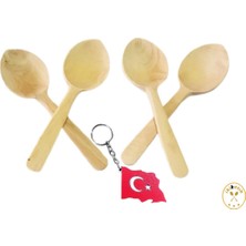 4'lü Kahverengi Oyun Kaşığı ve Bayrak Anahtarlık Seti