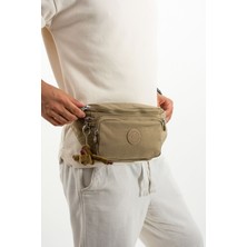 Sanmorris Unisex Klinkır Kumaş Suya Dayanıklı Ayarlanabilir Bej Renkli Bel ve Omuz Çantası