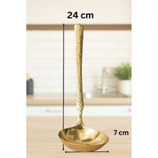 Gold Renk Paslanmaz Çelik, Ergonomik Saplı Çorba Kepçesi, Şık ve Kullanışlı.