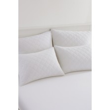Nart Home Yastık Alezi Seti Pamuklu 4’lü Kapitone Yastık Koruyucu Beyaz