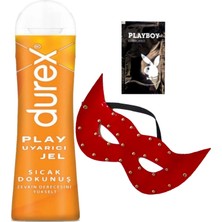 Durex Play 100 ml Sıcak Dokunuş Uyarıcılı Jel + Kırmızı Deri Göz Maskesi + Ply Jel