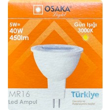 Avarson (1 Adet) Osaka 5W (40W) Sarı Işık (3000K) GU5.3 Duylu (İğne Bacak) Led Çanak Ampul