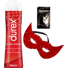 Durex Çilek 50 ml Jel + Kırmızı Deri Göz Maskesi + Ply Jel