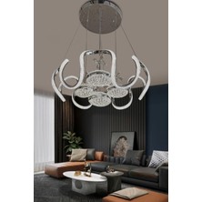 Eliza 4 Toplu Simli Slikonlu Modern Yüksek (Işık) Salon LED Avizesi