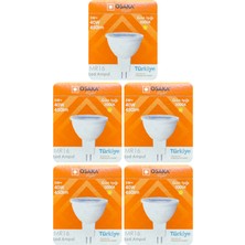 Avarson (5 Adet) Osaka 5W (40W) Sarı Işık (3000K) GU5.3 Duylu (İğne Bacak) Led Çanak Ampul