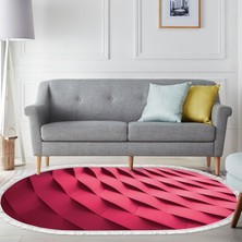 Alanur Home Kaymaz Dijital Mutfak & Salon Halı Star Pamuk Saçaklı Oval Geometrik E5017 Pudra