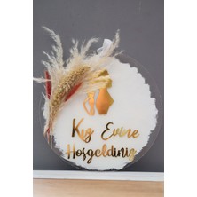 Cizgi Neon Kız Evine Hoşgeldiniz Kapı Süsü Gold-Şeffaf Süsleme 28 cm