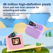Watch Gear KDC-030D 2.0 Inç Mini Çocuk Anında Kamera Hd Çift Lensli Dijital Kamera Fotoğraf Yazıcısı, 32G Tf Kart + Kart Okuyucu-Mor (Yurt Dışından)