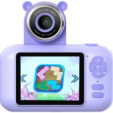 Watch Gear F79 2,4 Inç Hd Çocuk Kamera Çevirme Lensi Akıllı Odaklama Dijital Kamera Video Kamera (Tripodsuz)-Mor (Yurt Dışından)