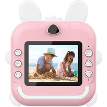 Watch Gear Q5 Çocuk Oyuncak Tavşan Şekli 2,4 Inç Mürekkepsiz Fotoğraf Yazıcısı Kamerası, 32G Hafıza Kartı + Kart Okuyucu-Pembe (Yurt Dışından)