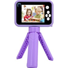 Watch Gear AC10 Hd Çift Lensli 2,4 Inç IPS Ekranlı Çocuk Kamerası, TRIPOD+32GB Hafıza Kartı-Mor (Yurt Dışından)