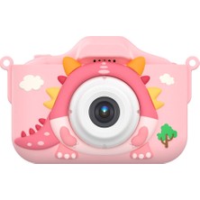 Watch Gear X12S Çocuk Kamera Oyuncak Karikatür Dinozor Çocuk Fotoğraf Video Kaydedici 32G Tf Kart + Kart Okuyucu (Ce Sertifikalı) - Pembe (Yurt Dışından)