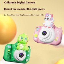 Watch Gear XJ01 2,0 Inç Hd Çift Kameralı Dijital Kamera, 32GB Kart ve Okuyucu ile Çizgi Film Çocuk Kamerası-Yeşil Dinozor (Yurt Dışından)