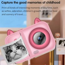 Watch Gear S6 2.4-Inç Ekran Lovely Kids Çift Lensli Dijital Kamera Anında Fotoğraf Baskı Makinesi-Pembe (Yurt Dışından)