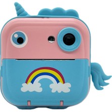 Watch Gear Q5 2.4 Inç Çocuk Kamera Karikatür Tasarım Anında Baskı Fotoğraf Mini Dijital Video Kamera-Pembe + Mavi Dinozor (Yurt Dışından)