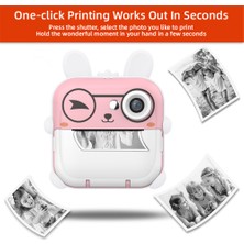 Watch Gear Q5 2.4 Inç Çocuk Kamera Karikatür Tasarım Anında Baskı Fotoğraf Mini Dijital Video Kamera-Pembe + Mavi Dinozor (Yurt Dışından)