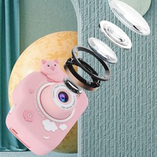 Watch Gear A15 Karikatür Domuz 2.0 Inç Ekran Çocuk Kamera Şarj Edilebilir Hd Çift Lens Dijital Kamera Oyuncak-Pembe (Yurt Dışından)