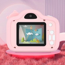 Watch Gear A15 Karikatür Domuz 2.0 Inç Ekran Çocuk Kamera Şarj Edilebilir Hd Çift Lens Dijital Kamera Oyuncak-Pembe (Yurt Dışından)