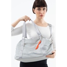 United Colors of Benetton Kadın Büyük Boy Omuz veya Seyehat Çantası BNT1575 - Açık Gri