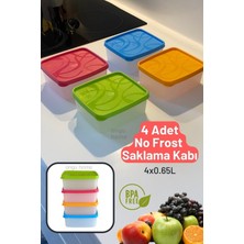 4'lü Renkli Derin Dondurucu Saklama Kabı, No Frost, 4X0.65L, Pratik ve Şık