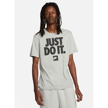 Nike Gri Erkek Normal Baskılı T-Shirt DZ2989-063 M Nsw Tee Fran Jdı Verbı