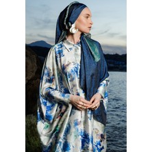 Mooncorn Moren Desen Shine Line Şal Siyah-Indigo