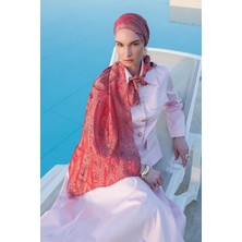Mooncorn Liva Desen Shine Line Şal Bordo-Mint Yeşili
