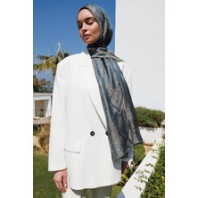 Liva Desen Shine Line Şal Petrol Mavisi-Bej