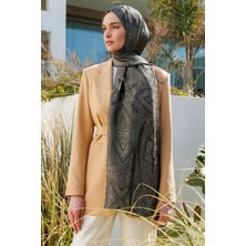 Mooncorn Liva Desen Shine Line Şal Siyah-Bej