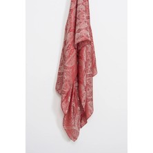 Mooncorn Soler Desen Shine Line Şal Bordo-Mint Yeşili