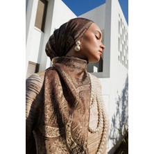Soler Desen Shine Line Şal Acı Kahve-Bej