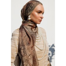 Soler Desen Shine Line Şal Acı Kahve-Bej