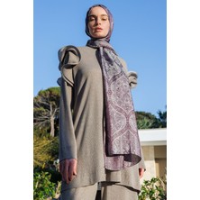 Mooncorn Soler Desen Shine Line Şal Mor-Gri