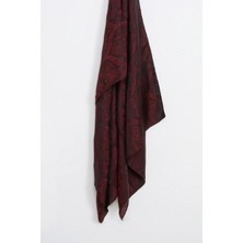 Mooncorn Soler Desen Shine Line Şal Siyah-Bordo