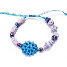 Funny Takı Eflatun Seramik Deniz Kabuklu Süryani Nazar Sedef ve Toprak Boncuklu Bileklik