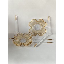 Şeffaf Cam Çay Tabağı ve Kaşığı Seti, 6 Adet, Şık ve Kullanışlı Tasarım