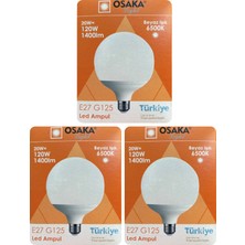 (3 Adet) 20W (120W) 6500K (Beyaz Işık) E27 Duylu (Kalın Duy) Glop LED Ampul