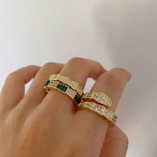Vıp Seri 14K Altın Kaplama Serpenti Model Ayarlanabilen Kadın Yüzük