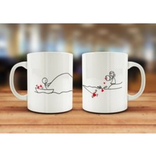 Karikatür Aşk Temalı Ekru Kupa, Sevgiliye Özel Hediye