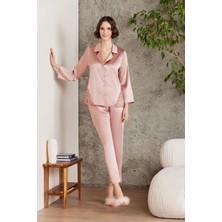 Saten Gecelik Sabahlık Pijama Takım Şort Takım 6'lı Gelin Çeyiz Seti - 6000 Brandy