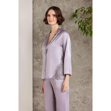 Saten Gecelik Sabahlık Pijama Takım Şort Takım 6'lı Gelin Çeyiz Seti - 6000 Royal