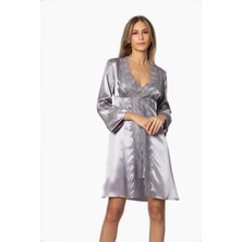 Saten Gecelik Sabahlık Pijama Takım Şort Takım 6'lı Gelin Çeyiz Seti - 6010 Royal