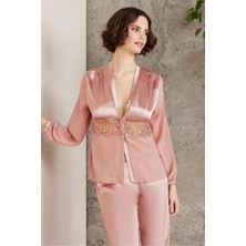 Saten Gecelik Sabahlık Pijama Takım Şort Takım 6'lı Gelin Çeyiz Seti - 6005 Brandy