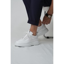 Drew Model Hakiki Deri El Yapımı Erkek Beyaz Sneakers Ayakkabı
