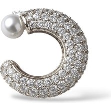 Nesly Accessories Luna Pearl – Zirkon Taşlı Inci Detaylı Kıkırdak Küpe