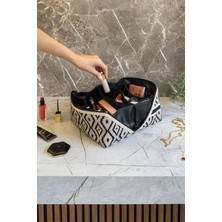 Şık Desenli Makyaj ve Kozmetik Organizer, 24X16X13CM, Bej Renk