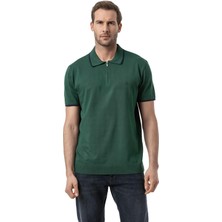 Fermuarlı Triko Polo T-Shirt